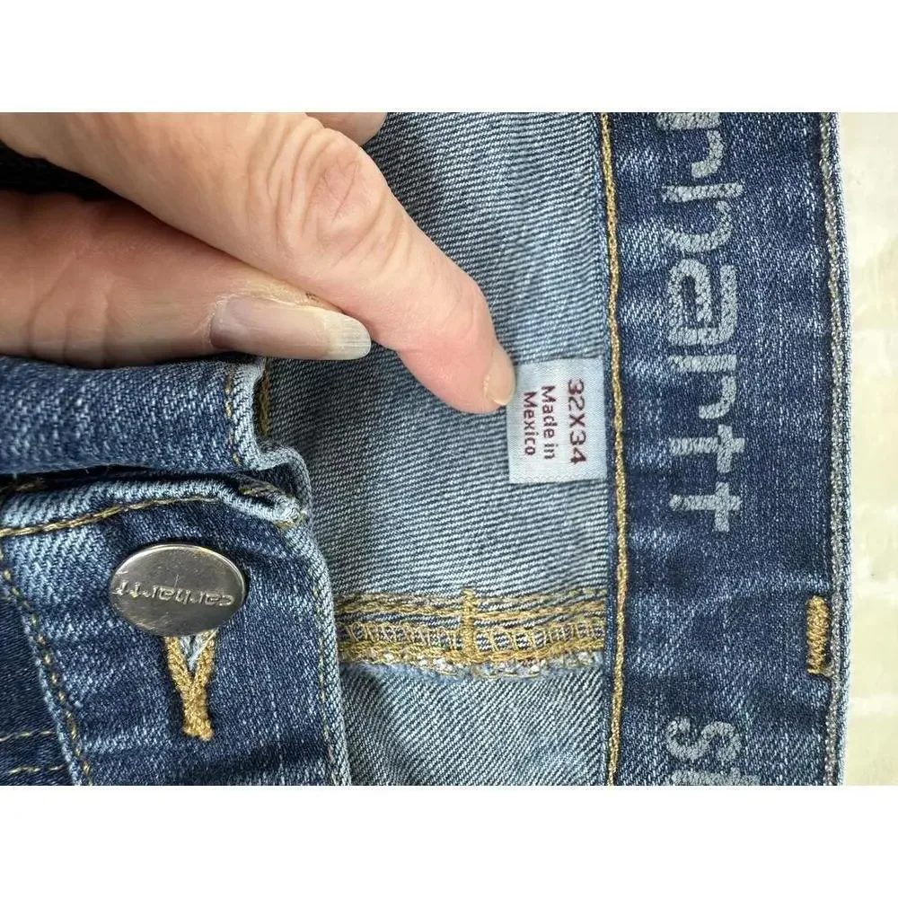 Carhartt Straight Fit Jeans Men’s 33x32.5 Workwear Blue Denim
